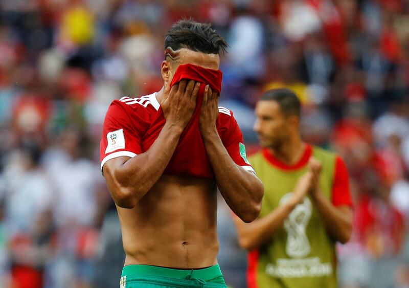 Soccer Football - World Cup - Group B - Portugal vs Morocco - Luzhniki Stadium, Moscow, Russia - June 20, 2018   Morocco's Nabil Dirar looks dejected after the match                          REUTERS/Kai Pfaffenbach
