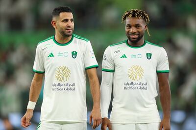 Al Ahli's Riyadh Mahrez, left, and Allan Saint-Maximin will be key to their chances in the big game of the weekend against Al Hilal. Getty