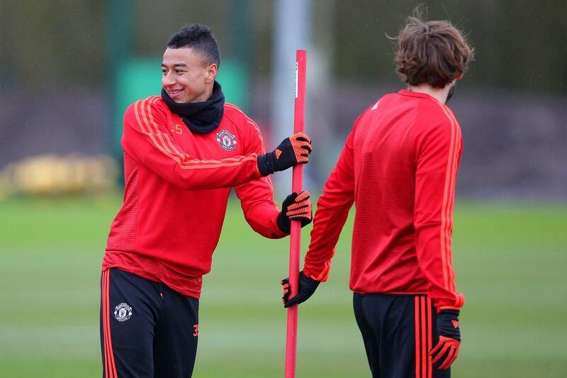 Jesse Lingard of Manchester United smiles during a training session ahead of the Uefa Europa League round of 16 first leg match between Liverpool and Manchester United at Aon Training Complex on March 9, 2016 in Manchester, England.  (Photo by Dave Thompson/Getty Images)