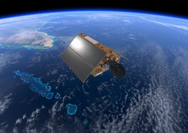 An image released by The European Space Agency (ESA) shows the Sentinel-6 satellite, dedicated to measuring sea levels as part of the European Union’s Copernicus Earth Observation. AFP