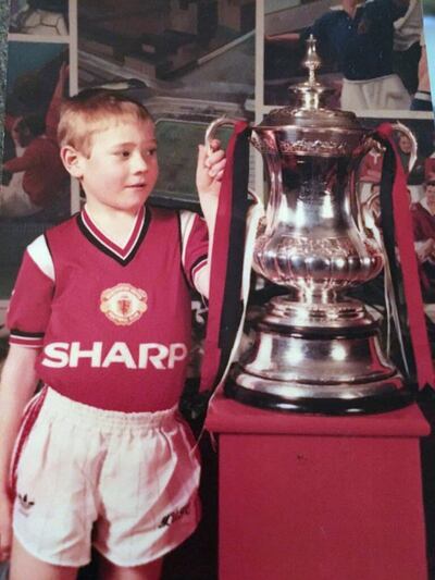 Dean Holden assistant manager at Bristol City, as a child with the FA Cup. Courtesy of Dean Holden