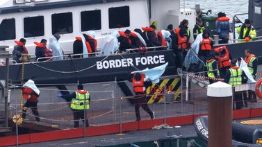 Rescued migrants arrive at Dover Port in May. More than 10,770 have crossed the English Channel to reach the UK this year, authorities say. Getty Images