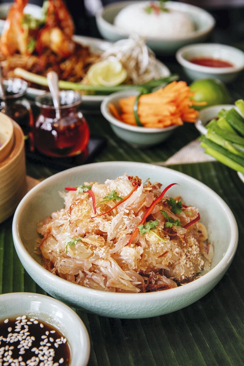 <p>Pomelo salad at Thai Kitchen: this salad combines the&nbsp;sweet flavour of fresh and&nbsp;juicy pomelo&nbsp;with a&nbsp;sweet-sour tamarind sauce, and crispy coconut and fried onion for a bit of crunch&nbsp;</p>
