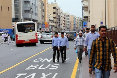 Cameras and a new bus-taxi lane along Naif Road will catch out motorists illegally using bus lanes in Dubai. Satish Kumar / The National 