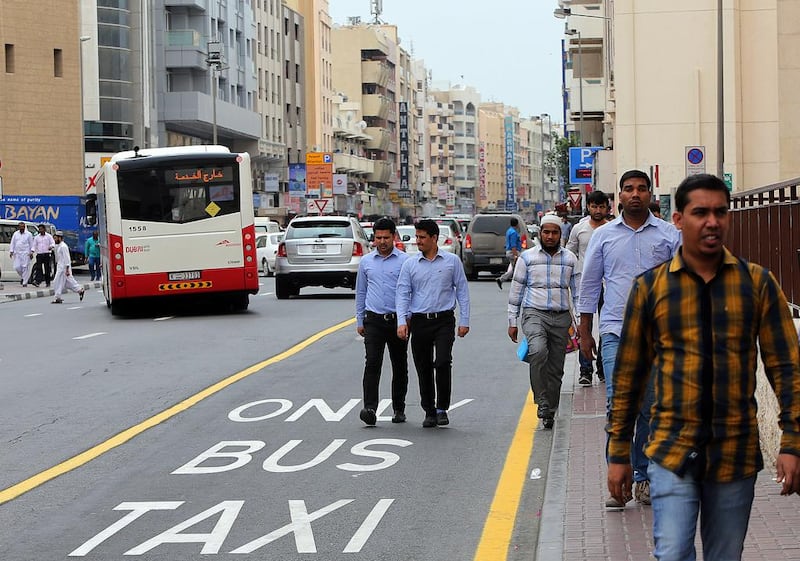 Cameras and a new bus-taxi lane along Naif Road will catch out motorists illegally using bus lanes in Dubai. Satish Kumar / The National 