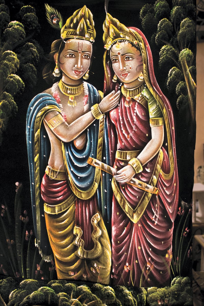 While relying on Bani Thani paintings isn’t a viable option, the artists have started adopting different types of painting styles. This is a velvet painting. Courtesy: Sanket Jain