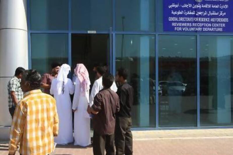 Amnesty seekers at the Musaffah immigration office which has been opened specially to receive applications from illegal immigrants wanting to leave the UAE.