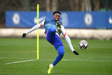 COBHAM, ENGLAND - FEBRUARY 22: Callum Hudson-Odoi of Chelsea during a training session at Chelsea Training Ground on February 22, 2021 in Cobham, England. (Photo by Darren Walsh/Chelsea FC via Getty Images)