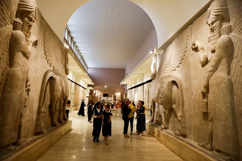 Visitors tour Iraq's National museum in Baghdad. It has reopened to the public after a three-year closure due to the spread of Covid-19 and local unrest. All photos: Reuters