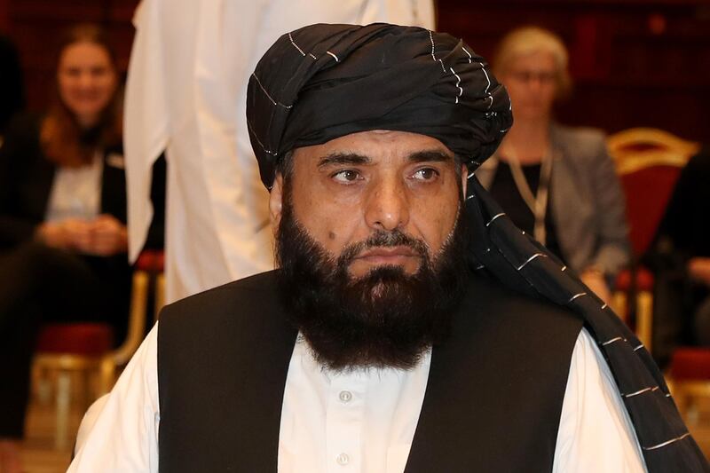 Suhail Shaheen, spokesman for the Taliban in Qatar, attends the Intra Afghan Dialogue talks in the Qatari capital Doha on July 7, 2019. - Dozens of powerful Afghans met with a Taliban delegation on July 7, amid separate talks between the US and the insurgents seeking to end 18 years of war. The separate intra-Afghan talks are attended by around 60 delegates, including political figures, women and other Afghan stakeholders. The Taliban, who have steadfastly refused to negotiate with the government of President Ashraf Ghani, have stressed that those attending are only doing so in a "personal capacity". (Photo by KARIM JAAFAR / AFP)
