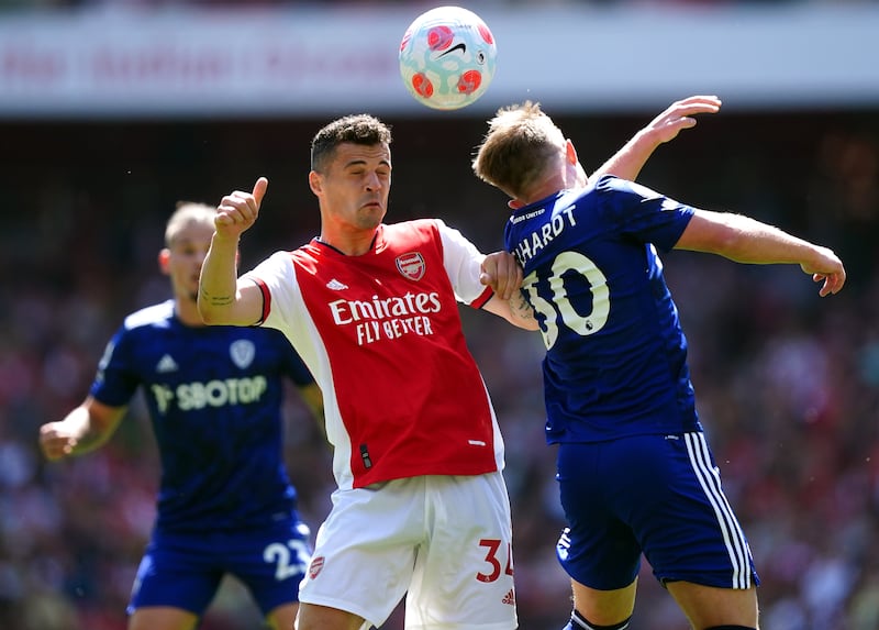 Granit Xhaka - 7: Reacted furiously to late Klich challenge in first half when Leeds completely lost the plot and warned by referee following ongoing slanging match with James after break. But that was about as bad as it got for Swiss as Arsenal dominated midfield. PA