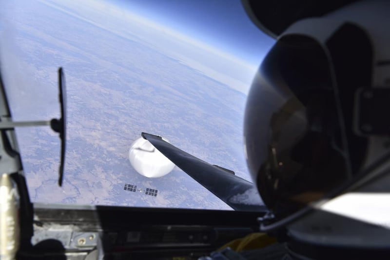 A US Air Force pilot in a U-2 spy plane watches a Chinese surveillance balloon as it crosses America. The balloon was shot down on February 4. Photo: US Department of Defence