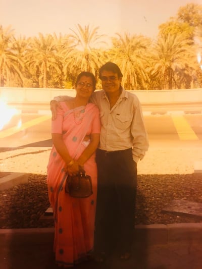 Jaishri Gajria with her late husband Suresh in Fujairah in the 1990s. Courtesy: Gajria family