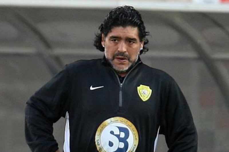 Diego Maradona, the Al Wasl manager.