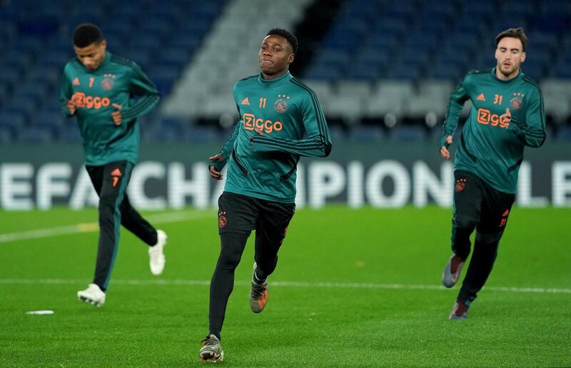 Quincy Promes during a training session at Stamford Bridge. PA