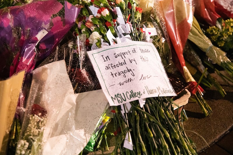 Flowers left at the Spartan Statue. AP