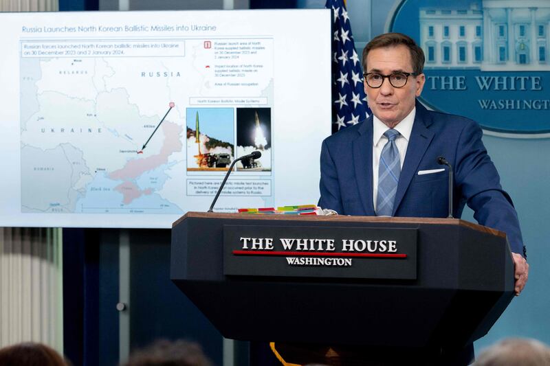 National Security Council spokesman John Kirby speaks during a daily press briefing at the White House. AFP