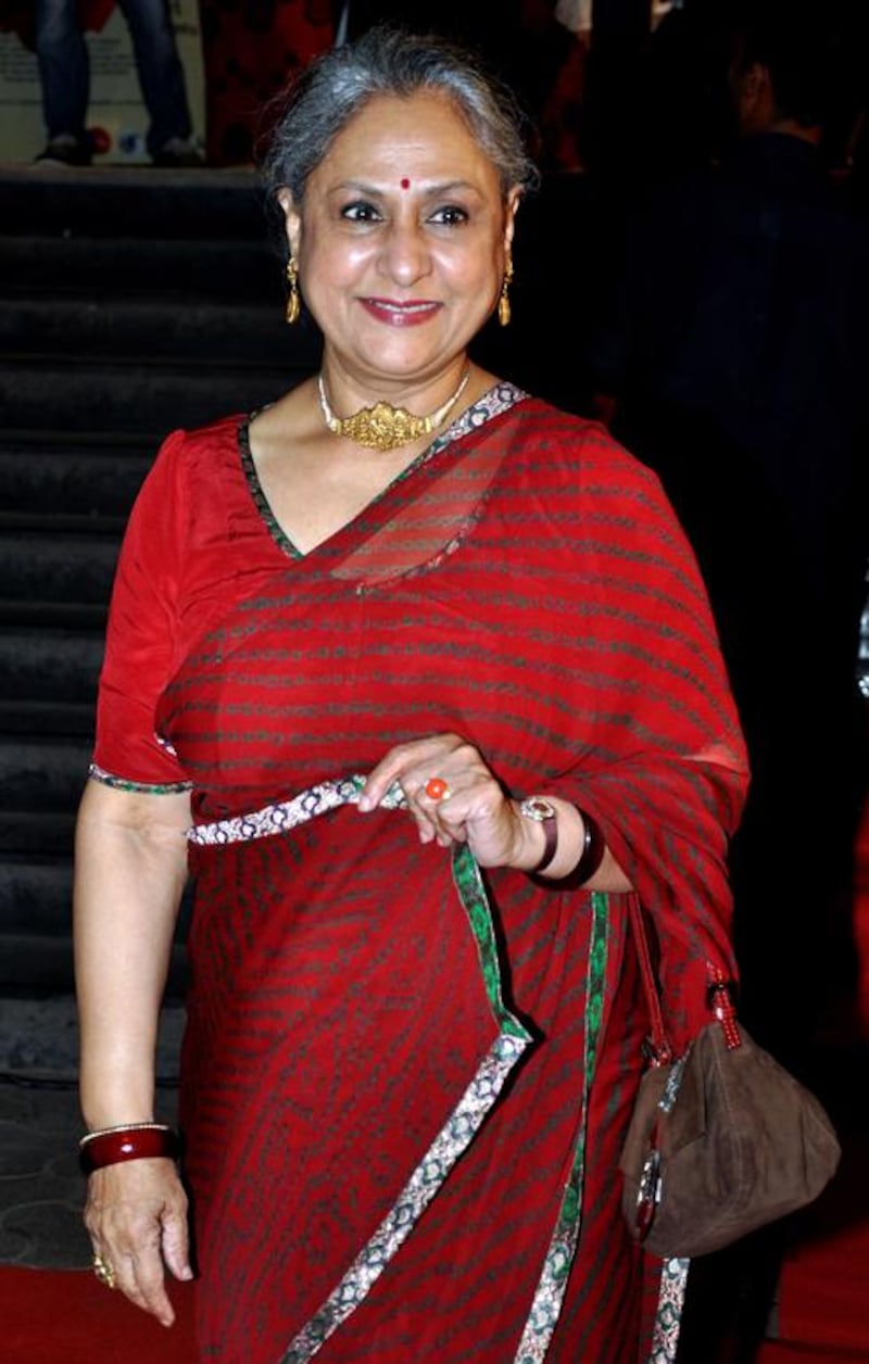 Indian Bollywood actress Jaya Bachchan attends the premier of the Hindi film “Chittagong” directed by Bedabrata Pain in Mumbai on October 3, 2012. AFP PHOTO/STR