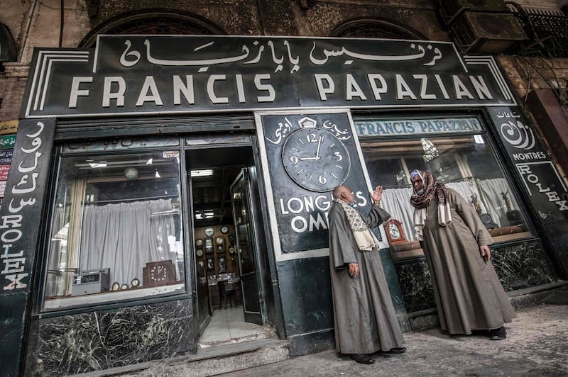 The Francis Papazian watchmaker's shop in the central Attaba district of Cairo. The Armenian shop opened in 1903. AFP