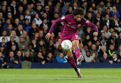 Soccer Football - Carabao Cup Third Round - West Bromwich Albion vs Manchester City - The Hawthorns, West Bromwich, Britain - September 20, 2017   Manchester City's Leroy Sane scores their second goal    REUTERS/Darren Staples    EDITORIAL USE ONLY. No use with unauthorized audio, video, data, fixture lists, club/league logos or "live" services. Online in-match use limited to 75 images, no video emulation. No use in betting, games or single club/league/player publications. Please contact your account representative for further details.