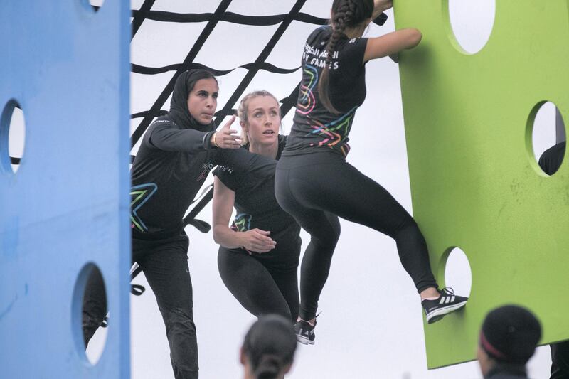 DUBAI, UNITED ARAB EMIRATES - April 3 2019.
F3 team wins obstacle 5 on day one of Dubai Gov Games.

 (Photo by Reem Mohammed/The National)

Reporter: 
Section:  NA