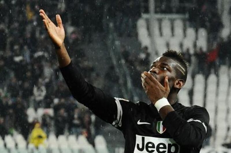 Juventus midfielder Paul Pogba celebrates after scoring the winner for Juventus against Bologna