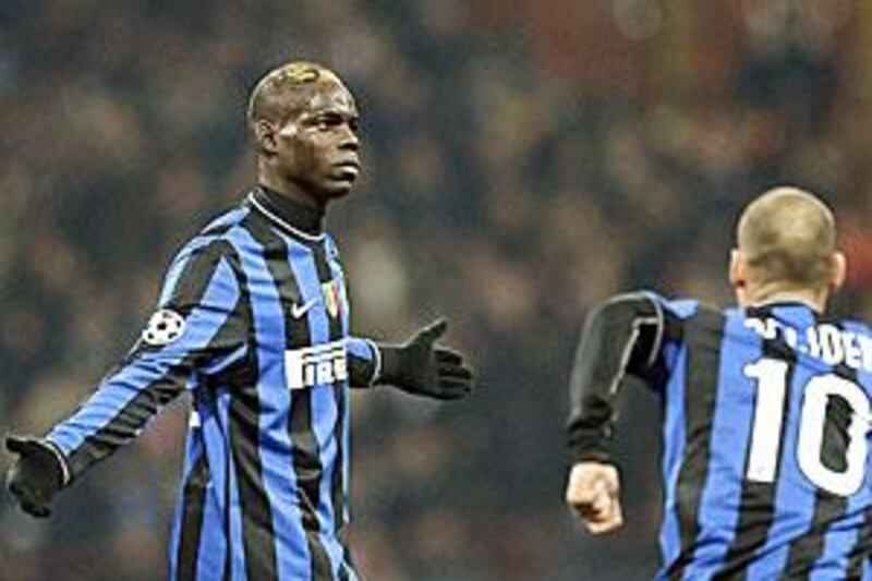 Inter Milan's Mario Balotelli was on target in the 2-0 win against Rubin Kazan on Wednesday.