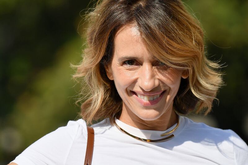 Italian actress Teresa Saponangelo arrives at Lido Beach ahead of the 78th Venice International Film Festival on August 31, 2021 in Venice, Italy. EPA