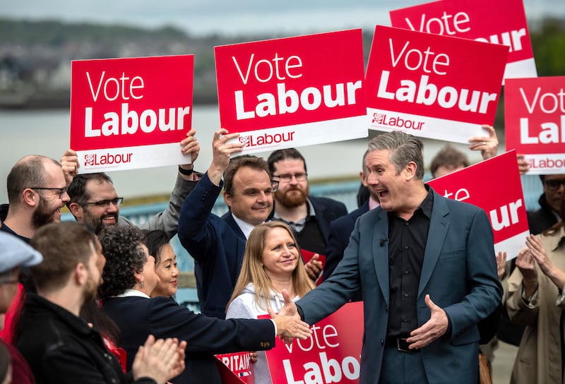 Mr Starmer speaks to supporters in Chatham after a Labour win in local elections in May 2023