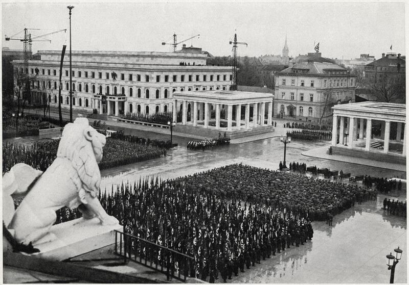 Nazi Party Formation, Konigsplatz, Munich, Germany, November 9, 1935. (Photo by: Universal History Archive/UIG via Getty Images)