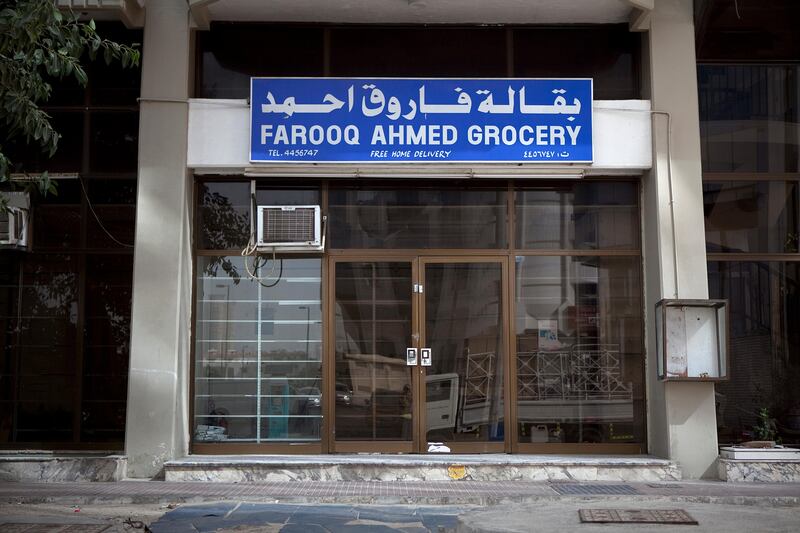 Abu Dhabi, United Arab Emirates, January 10, 2013: 
Farooq Ahmed Grocery, a recently closed convenience store on Thursday, Jan. 10, 2013, in the city block between Airport and Muroor, and Delma and Mohamed Bin Khalifa streets in Abu Dhabi. 
Silvia Razgova/The National

