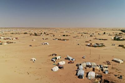 An aerial view of the camp.