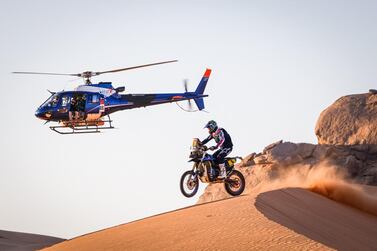 epa08918929 Franco Caimi of Argebtina, Yamaha, Monster Energy Yamaha Rally Team, in action during the 2nd stage of the Dakar 2021 between Bisha and Wadi Al Dawasir, in Saudi Arabia on January 4, 2021. EPA/Frederic Le Floch HANDOUT via ASO SHUTTERSTOCK OUT HANDOUT EDITORIAL USE ONLY/NO SALES/NO ARCHIVES