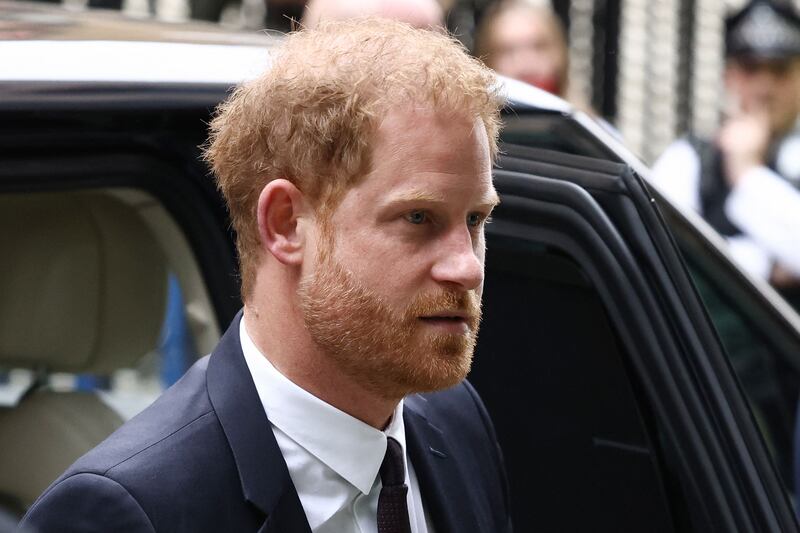 The Duke of Sussex arrives at the High Court in London on Tuesday, where he is expected to give evidence in his trial against a British tabloid newspaper. AFP