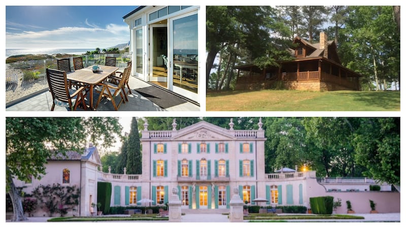 Clockwise from top left: Reese Witherspoon's house from 'Big Little Lies', Tony Stark's lakeside cabin in 'Avengers: Endgame' and Chateau de Tourreau, which featured in 'The Real Housewives of Beverly Hills' are all available for holiday accommodation