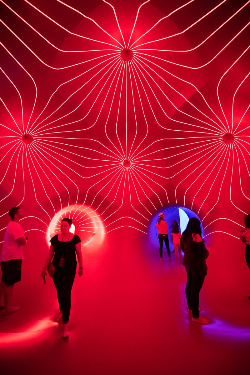 Inside, 'Dodecalis Luminarium' is a maze of multicoloured rooms bathed in light.