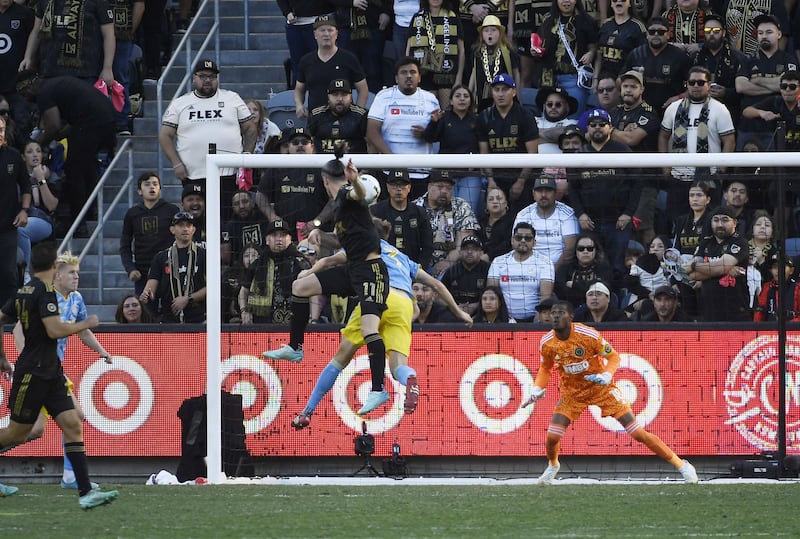 Gareth Bale scores the late leveller for Los Angeles against Philadelphia Union in extra time. Getty