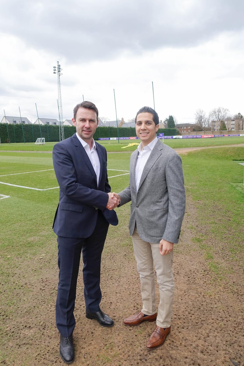 Omar Yabroudi, talent scout at Crystal Palace with Dougie Freedman, the club's sporting director. Courtesy Omar Yabroudi