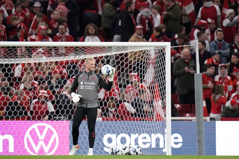 Denmark goalkeeper Kasper Schmeichel before the game. Reuters