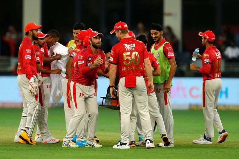 The Kings XI Punjab  celebrates the wicket of Virat Kohli captain of Royal Challengers Bangalore during match 6 of season 13, Dream 11 Indian Premier League (IPL) between Kings XI Punjab and Royal Challengers Bangalore held at the Dubai International Cricket Stadium, Dubai in the United Arab Emirates on the 24th September 2020.  Photo by: Saikat Das  / Sportzpics for BCCI