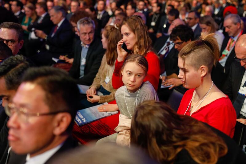 Greta Thunberg, climate activist, attends a special address by US President Donald Trump in Davos. Bloomberg