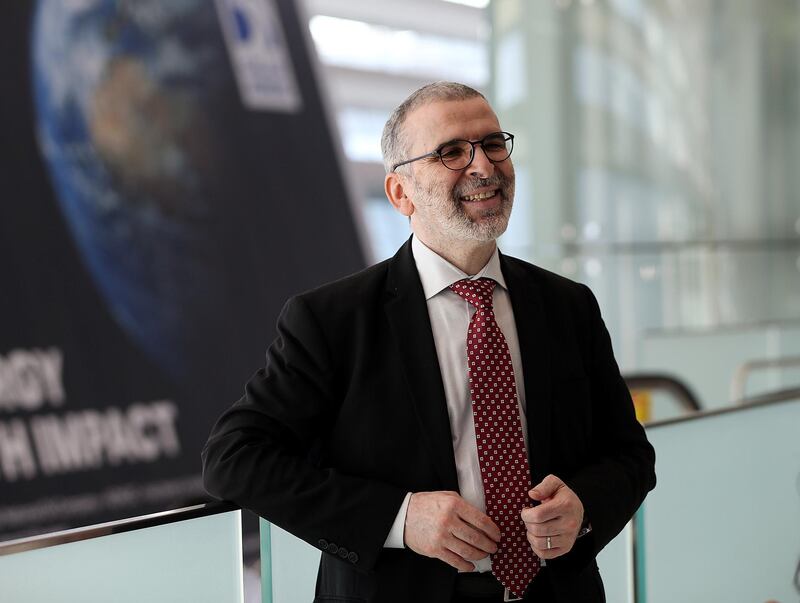 Abu Dhabi, November, 14, 2018: Mustafa Sanalla, Chairman, Libyan National Oil Company gestures during the interview at  ADIPEC in  Abu Dhabi. Satish Kumar for the National/ Story by Jennifer Ghana