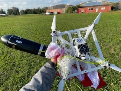 The SkyWall Patrol fires a projectile with a net that captures drones. Photo: OpenWorks