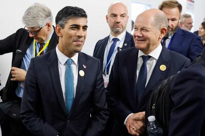 UK Prime Minister Rishi Sunak and German Chancellor Olaf Scholz met on the sidelines of the Cop27 summit in Egypt. AFP 