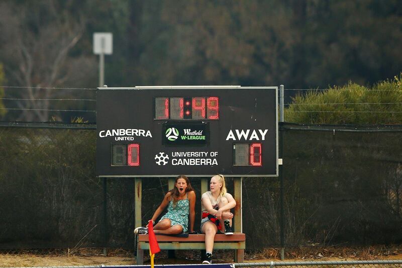 Spectators watch the 7 W-League football match between Canberra United and the Western Sydney Wanderers at McKellar Park  in Canberra, on Thursday, December. Getty