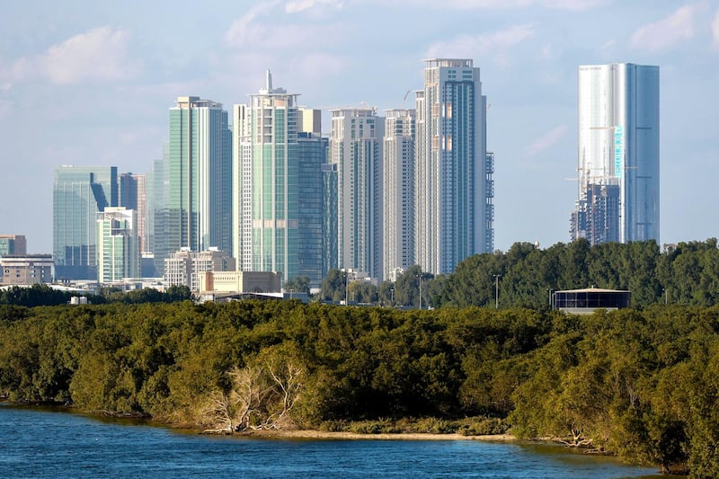Abu Dhabi, United Arab Emirates, November 24, 2019.  
For Standalone:
-- Beautiful Al Reem Island on a cool and sunny afternoon shot from the Eastern Mangroves area.
Victor Besa / The National
Section:  
Reporter: