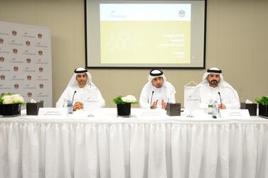 Hamad Obaid Al Mansoori, TRA’s director general (C), at the launch of UAE National Cybersecurity Strategy. Courtesy TRA