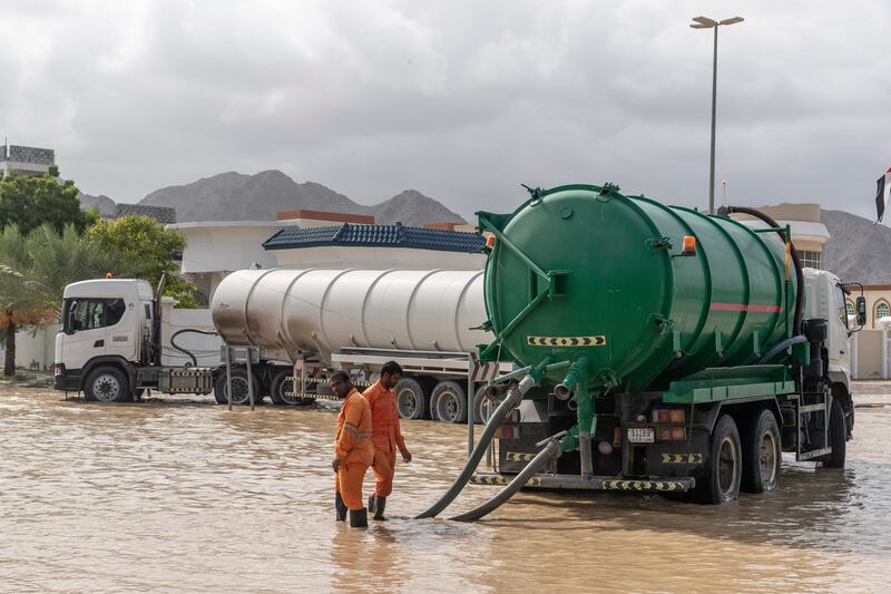 Flooding in Fujairah city, as more rain is expected. 
Antonie Robertson / The National
