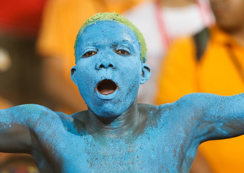 a DR Congo fan cheers on his team during at the Africa Cup of Nations in Cairo. AP Photo
