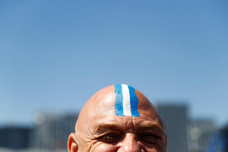 An Argentina fan before the Iceland v Argentina match in Moscow, Russia. Kai Pfaffenbach / Reuters